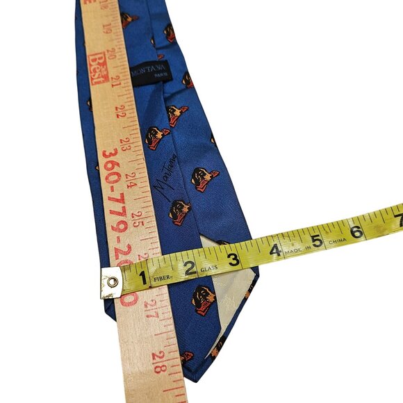 Claude Montana Blue Silk Tie W/ Dog Motif Novelty Pure Silk Mens Workwear Career - Picture 7 of 7